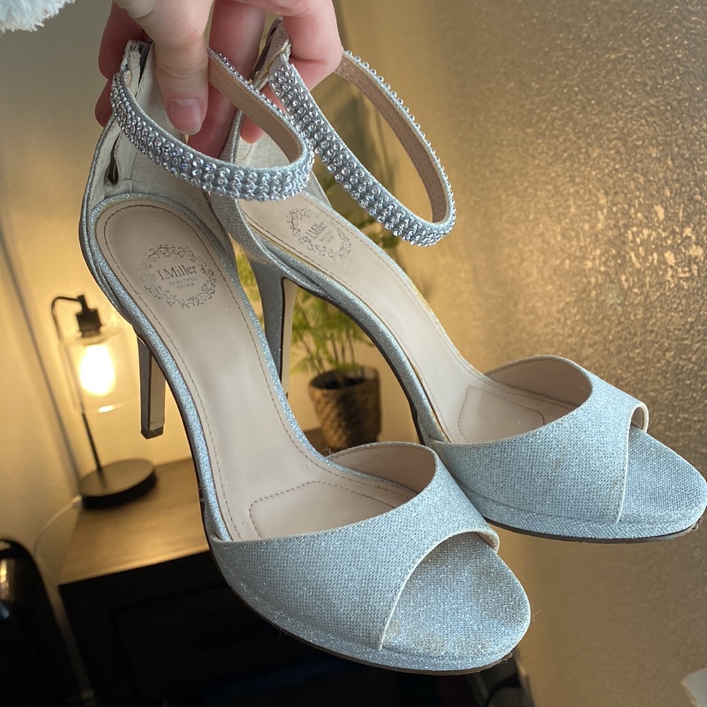 Glitter/Rhinestone Prom Strap Heels 6.5